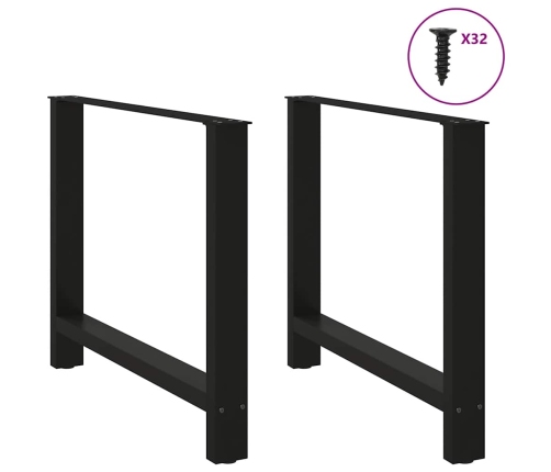 Patas de mesa de centro acero negro 2 uds 90x(72-73) cm