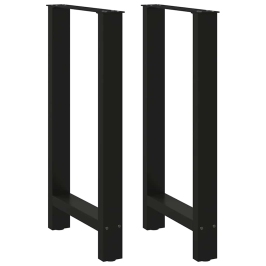 Patas de mesa de centro acero negro 2 uds 40x(90-91) cm