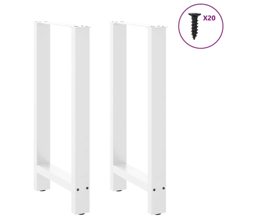 Patas de mesa de centro acero blanco 2 uds 40x(90-91) cm