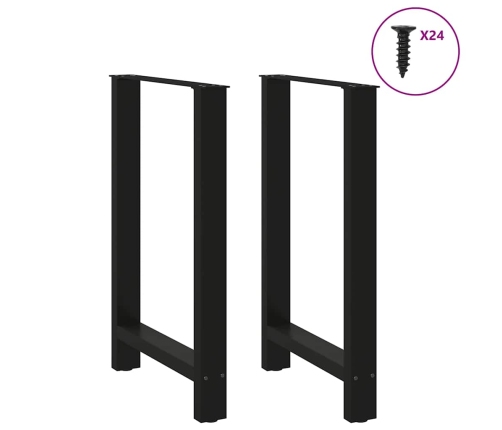 Patas de mesa de centro acero negro 2 uds 60x(90-91) cm