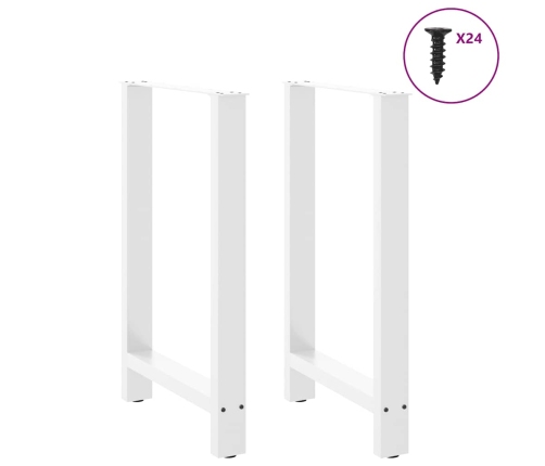 Patas de mesa de centro acero blanco 2 uds 60x(90-91) cm