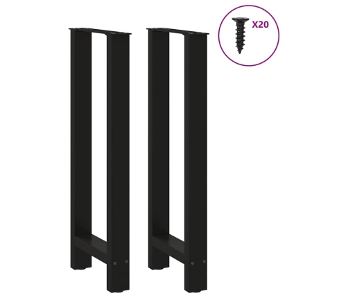 Patas de mesa de centro acero negro 2 uds 40x(100-101) cm