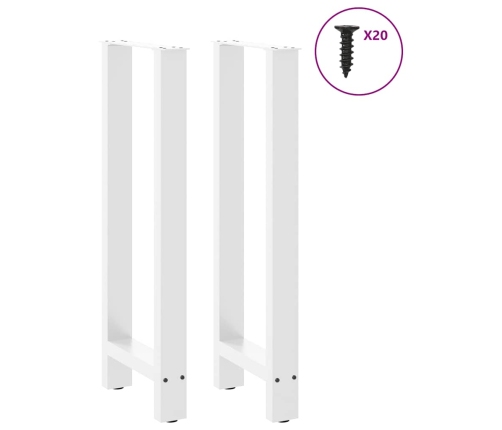 Patas de mesa de centro acero blanco 2 uds 40x(100-101) cm