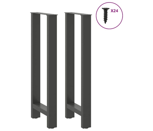 Patas de mesa de centro acero antracita 2 uds 50x(100-101) cm