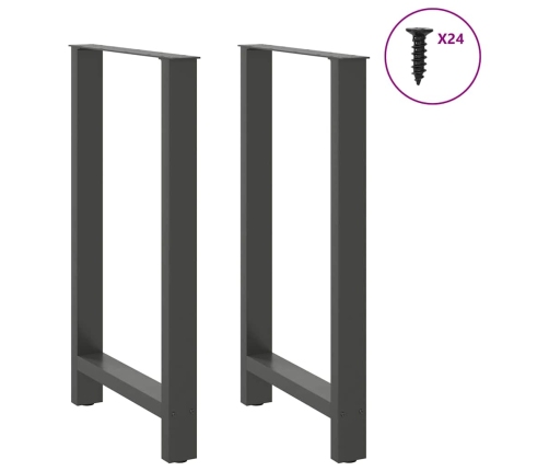 Patas de mesa de centro acero antracita 2 uds 60x(100-101) cm