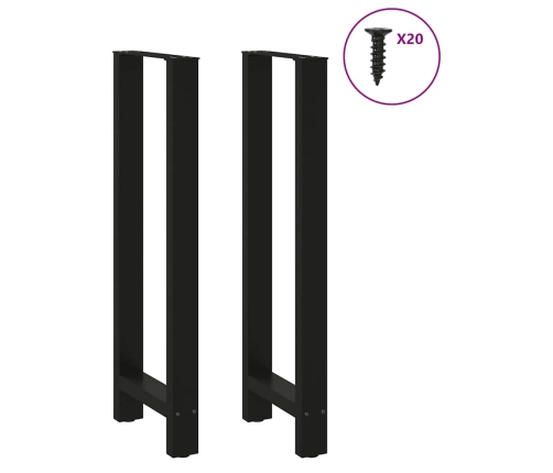 Patas de mesa de centro acero negro 2 uds 40x(110-111) cm