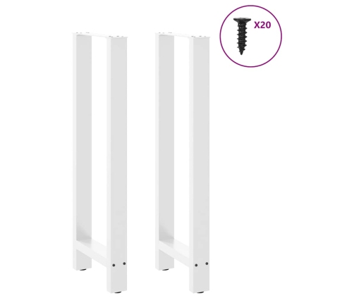 Patas de mesa de centro acero blanco 2 uds 40x(110-111) cm