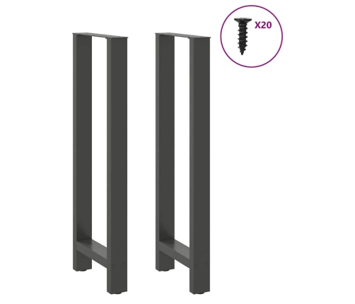Patas de mesa de centro acero antracita 2 uds 40x(110-111) cm