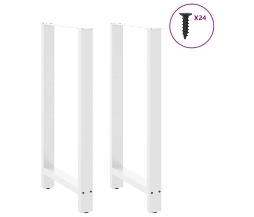 Patas de mesa de centro acero blanco 2 uds 60x(110-111) cm