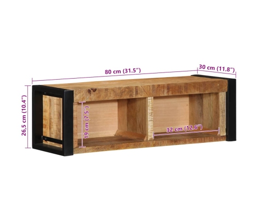 Mueble de TV madera maciza de mango rugosa 80x30x25 cm