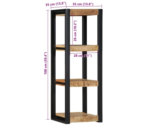 Estante de pared madera maciza de mango 35x35x100 cm