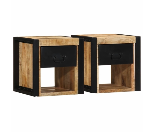 Mesitas de noche 2 uds 40x35x40 cm madera maciza rugosa mango