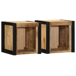 Mesitas de noche 2 piezas 40x35x40cm madera maciza rugosa mango