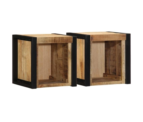 Mesitas de noche 2 piezas 40x35x40cm madera maciza rugosa mango