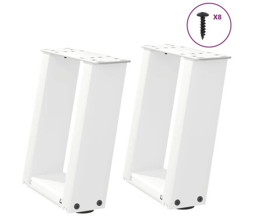 Patas de mesa de centro forma U 2uds acero blanco 30x(30-31) cm