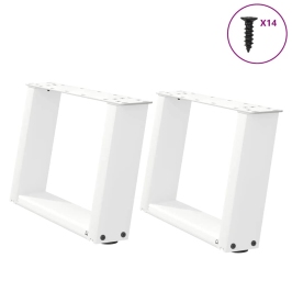 Patas de mesa de centro forma U 2uds acero blanco 40x(30-31) cm