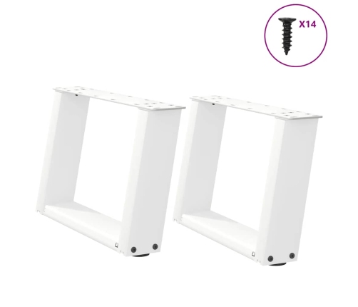 Patas de mesa de centro forma U 2uds acero blanco 40x(30-31) cm