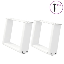 Patas de mesa de centro forma U 2uds acero blanco 50x(30-31) cm