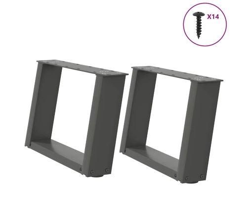 Patas de mesa centro forma U 2uds acero antracita 50x(30-31) cm