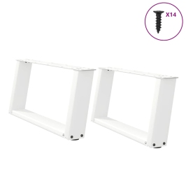 Patas de mesa de centro forma U 2uds acero blanco 60x(30-31) cm