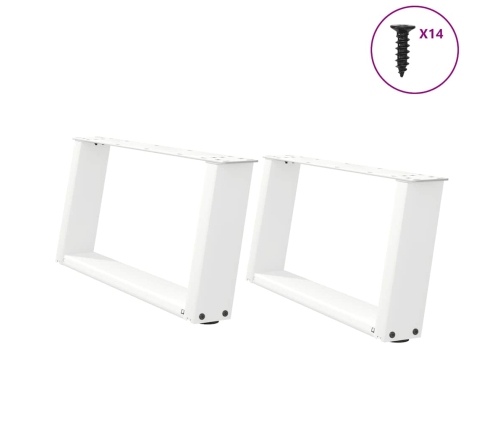 Patas de mesa de centro forma U 2uds acero blanco 60x(30-31) cm