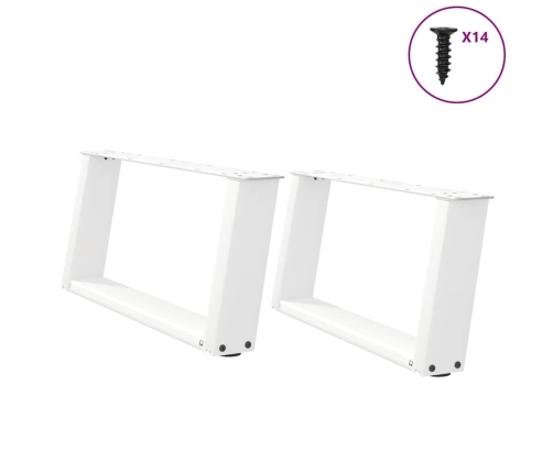 Patas de mesa de centro forma U 2uds acero blanco 70x(30-31) cm