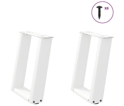 Patas de mesa de centro forma U 2uds acero blanco 28x(42-43) cm