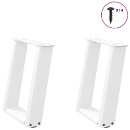 Patas de mesa de centro forma U 2uds acero blanco 38x(42-43) cm