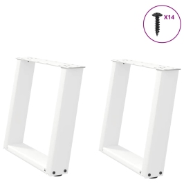 Patas de mesa de centro forma U 2uds acero blanco 50x(42-43) cm