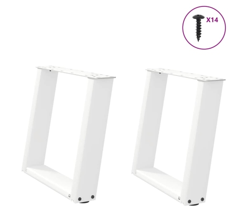 Patas de mesa de centro forma U 2uds acero blanco 50x(42-43) cm