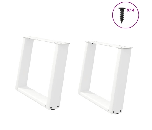 Patas de mesa de centro forma U 2uds acero blanco 60x(42-43) cm