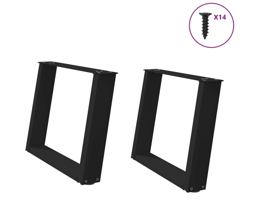 Patas de mesa de centro forma U 2uds acero negro 70x(42-43) cm