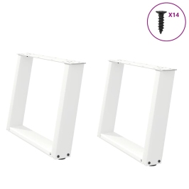 Patas de mesa de centro forma U 2uds acero blanco 70x(42-43) cm