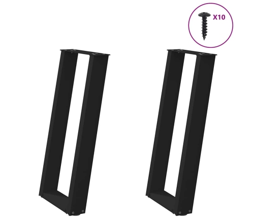 Patas de mesa consola en forma U 2 uds acero negro 28x(72-73)cm