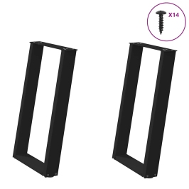 Patas para mesa comedor forma U 2uds acero negro 50x(72-73)cm