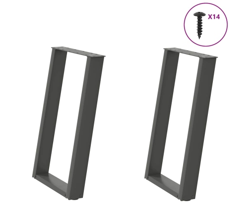 Patas para mesa comedor forma U 2uds antracita 50x(72-73) cm