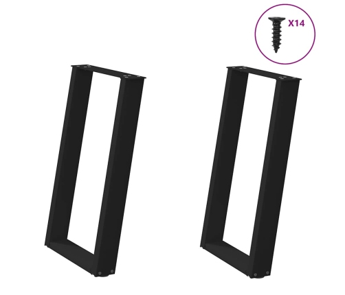 Patas para mesa comedor forma U 2uds acero negro 60x(72-73) cm