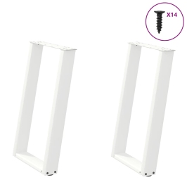 Patas para mesa de comedor en forma de U 2 uds acero blanco