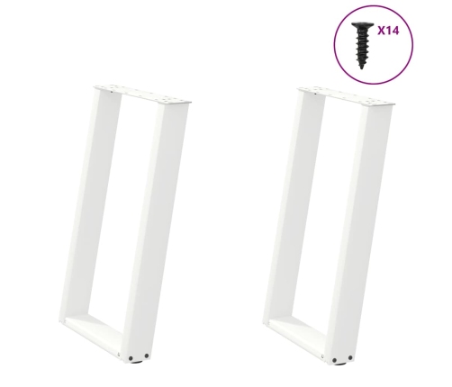 Patas para mesa de comedor en forma de U 2 uds acero blanco