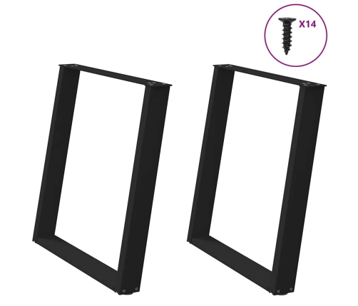 Patas para mesa comedor forma U 2uds acero negro 70x(72-73)cm