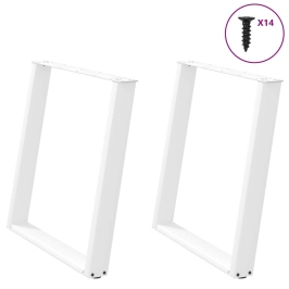 Patas para mesa de comedor en forma de U 2 uds acero blanco