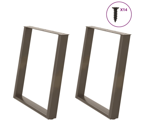 Patas para mesa comedor forma U 2uds acero natural 70x(72-73)cm