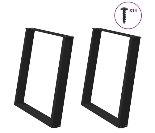 Patas para mesa de comedor en forma de U 2 uds acero negro