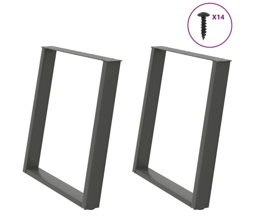 Patas para mesa comedor forma U 2uds antracita 80x(72-73) cm