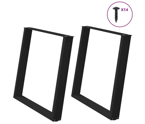 Patas para mesa de comedor en forma de U 2 uds acero negro