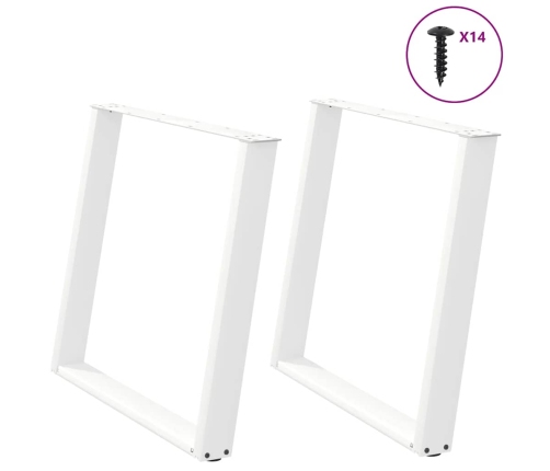 Patas para mesa de comedor en forma de U 2 uds acero blanco