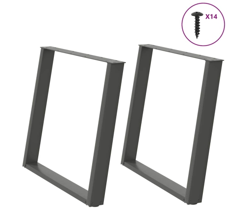Patas para mesa comedor forma U 2uds antracita 90x(72-73) cm
