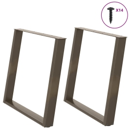 Patas para mesa comedor forma U 2uds acero natural 90x(72-73)cm