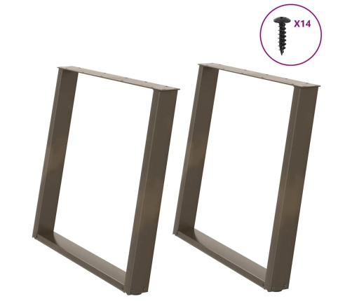 Patas para mesa comedor forma U 2uds acero natural 90x(72-73)cm