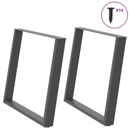 Patas para mesa comedor forma U 2uds antracita 100x(72-73) cm